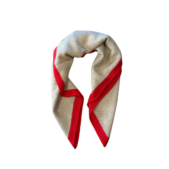 Kleiner Kaschmirschal Taupe-Rot aus 100 % Kaschmir