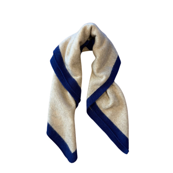 Kleiner Kaschmirschal Taupe-Navy aus 100 % Kaschmir