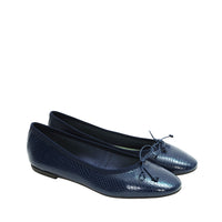 Leder Ballerinas NAvy mit Schlangenmuster