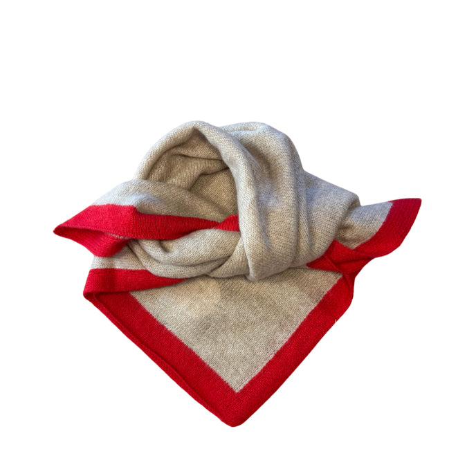 Kleiner Kaschmirschal Taupe-Rot aus 100 % Kaschmir