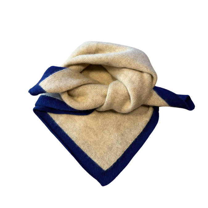 Kleiner Kaschmirschal Taupe-Navy aus 100 % Kaschmir