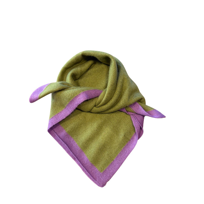 Kleiner Kaschmirschal Olivegrün-Violett aus 100 % Kaschmir