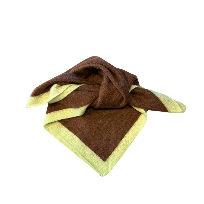 Kleiner Kaschmirschal Chocolate-Lime aus 100 % Kaschmir