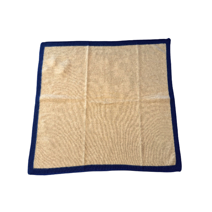 Kleiner Kaschmirschal Taupe-Navy aus 100 % Kaschmir