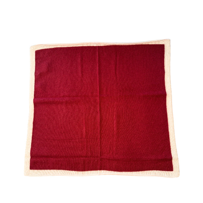 Kleiner Kaschmirschal Bordeaux-Creme aus 100 % Kaschmir