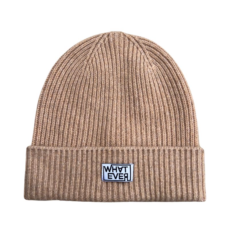 "What Ever" Kaschmir-Merinowolle-Beanie Beige
