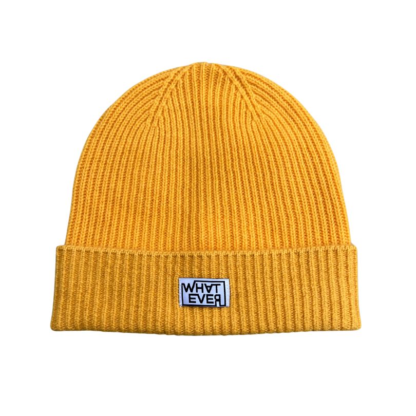 "What Ever" Kaschmir-Merinowolle-Beanie Senf