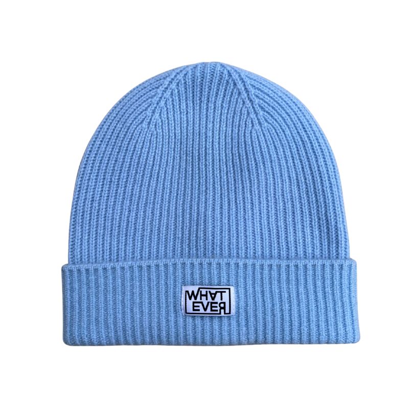 "What Ever" Kaschmir-Merinowolle-Beanie Hellblau