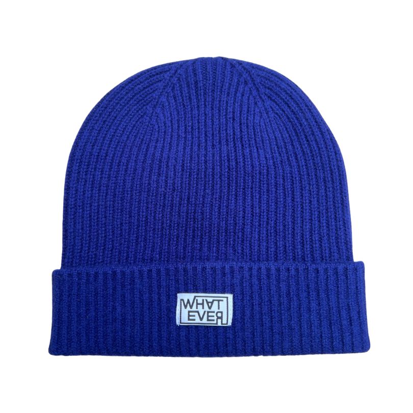 "What Ever" Kaschmir-Merinowolle-Beanie Blau