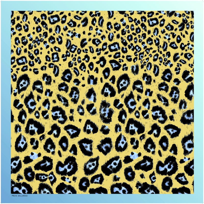 Edles Seidentuch Leopard Hellblau