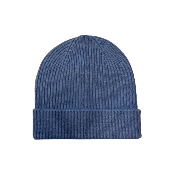 Kaschmir-Merinowolle-Beanie Blau