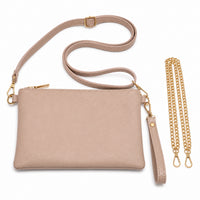 Mini Bag Rosa aus hochwertigem Leder mit Lederriemen und Goldkette
