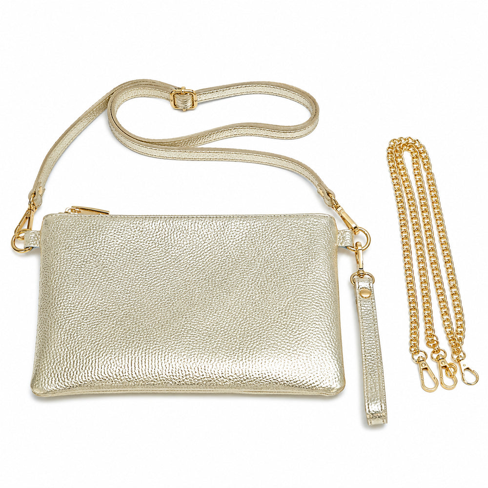 Goldene Italienische Ledertasche „Mini-Bag“ – Echtleder Made in Italy