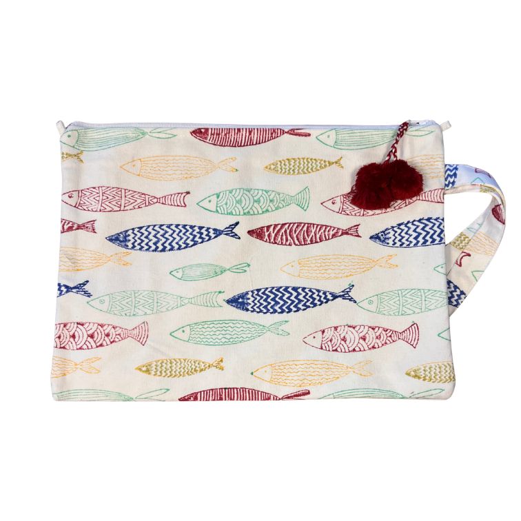 Necessaire Pouch mit Fisch Muster 