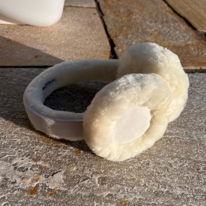 Ohrenwärmer Lammfell Weiss