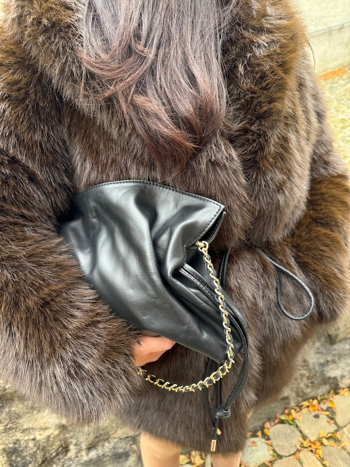 Nuria - Handtasche Puffer Leder Schwarz