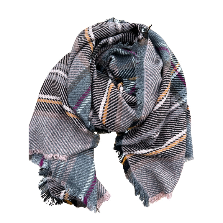 Winterschal - Karo Rosa Beige