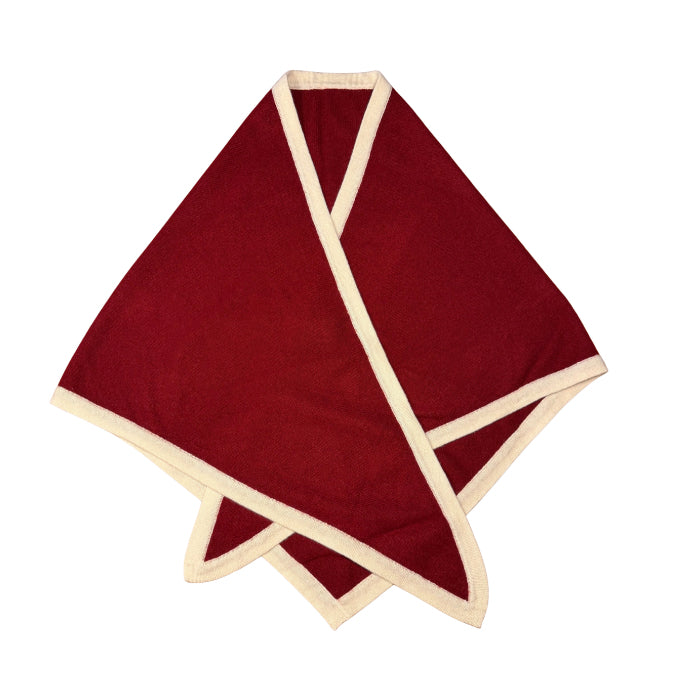 Weicher Dreiecksschal  aus 100% Kaschmir Bordeaux Creme