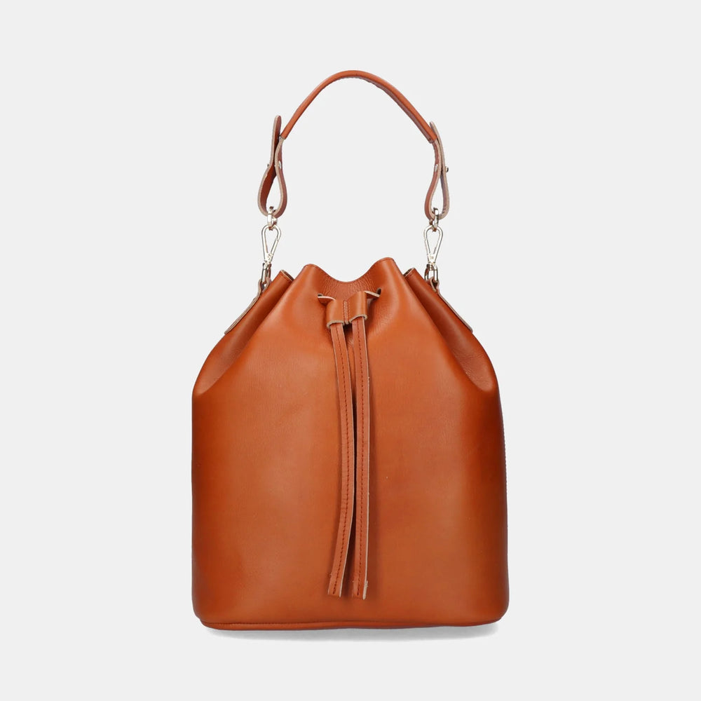 Beuteltasche aus Leder in Braun. Bucket Bag Braun von Ann Kurz