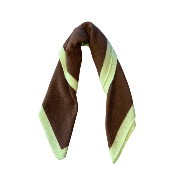 Kleiner Kaschmirschal Chocolate-Lime aus 100 % Kaschmir