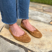 Elegante Wildleder Ballerinas Camel 